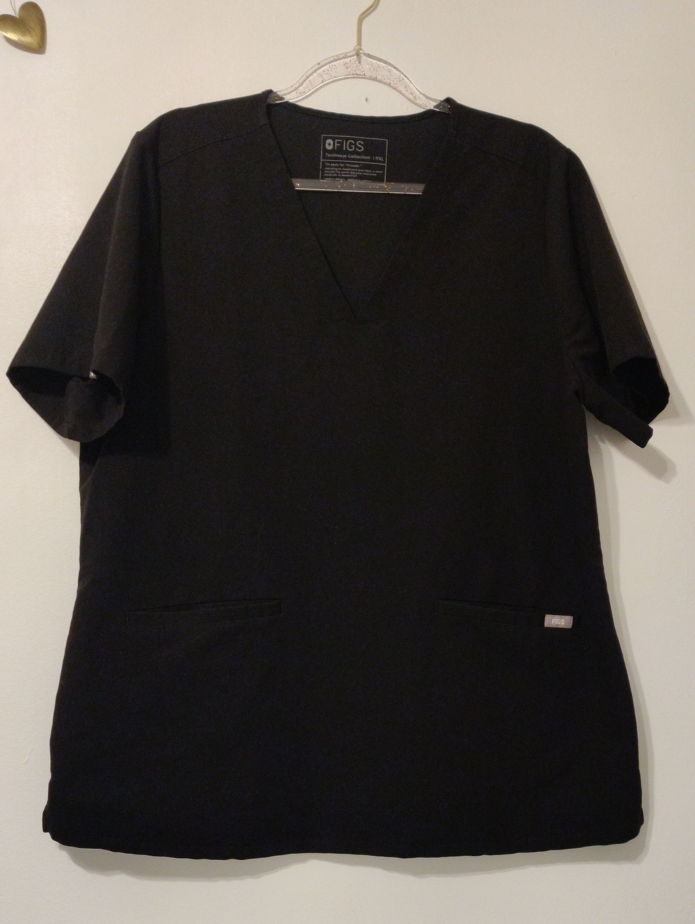 Figs Black V-Neck Medical Top